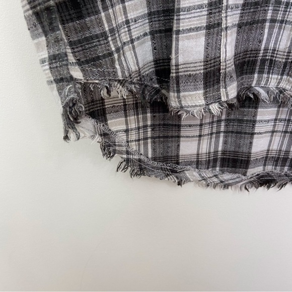 Free people dress tunic plaid black white fringe size small lightweight cotton - Picture 6 of 11